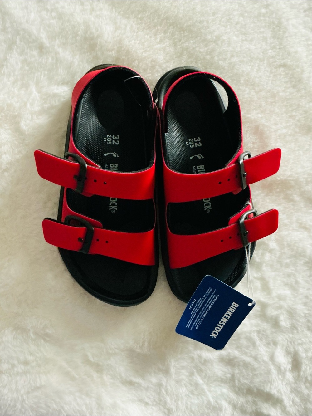 Birkenstock Kids Red Two-Strap Sandals mogami MADE IN GERMANY size 32 eur new